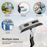 travel inspira Luggage Scale, Portable Digital Hanging Baggage Scale for Travel, Suitcase Weight Scale with Rubber Paint, 110 Pounds, Battery Included, Sliver, 2 Pcs