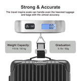 travel inspira Luggage Scale, Portable Digital Hanging Baggage Scale for Travel, Suitcase Weight Scale with Rubber Paint, 110 Pounds, Battery Included, Sliver, 2 Pcs