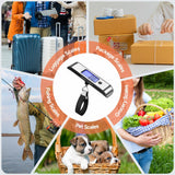 travel inspira Rechargeable Luggage Scale 110lb/50kg - Large Backlit Display - Stainless Steel - Portable Digital Hanging Scale for Suitcases, Bags, Packages (USB - C Charging Included)