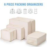 Travel Organizer,Mossio 6 Piece Various Size Durable Packing Cubes Pouch Beige