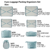 Travel Packing Cubes 8 Pcs Set, Luggage Packing Organizers with Shoe Bag and Toiletry Bag（Pink）
