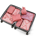Travel Packing Cubes 8 Pcs Set, Luggage Packing Organizers with Shoe Bag and Toiletry Bag（Pink）