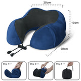 Travel Pillow, Memory Foam Neck Pillow for Traveling, U Shape Neck Pillow Airplane Portable Flight Pillow Travel Kit with 5D Contoured Eye Masks and Earplug for Plane Train Car Home Office - Blue