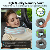 Travel Pillow - Neck Pillows for Airplanes, Memory Foam Travel Neck Pillow for Long Flights|Airport Travel Essentials 360° Support Gifts for Travellers With Eye Mask & Earplugs, Portable Carry Bag