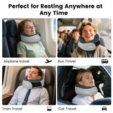 Travel Pillow - Neck Pillows for Airplanes, Memory Foam Travel Neck Pillow for Long Flights|Airport Travel Essentials 360° Support Gifts for Travellers With Eye Mask & Earplugs, Portable Carry Bag