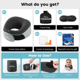 Travel Pillow - Neck Pillows for Airplanes, Memory Foam Travel Neck Pillow for Long Flights|Airport Travel Essentials 360° Support Gifts for Travellers With Eye Mask & Earplugs, Portable Carry Bag