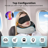 Travel Pillow - Neck Pillows for Airplanes, Memory Foam Travel Neck Pillow for Long Flights|Airport Travel Essentials 360° Support Gifts for Travellers With Eye Mask & Earplugs, Portable Carry Bag