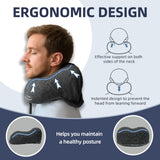 Travel Pillow with Extra Large Hood for Airplane Long Flights Privacy and Comfort Memory Foam with Skin - Friendly Cover for Road Trip Head&Neck Support for Plane Office Cars Sleeping & Rest (Grey)