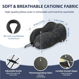 Travel Pillow with Extra Large Hood for Airplane Long Flights Privacy and Comfort Memory Foam with Skin - Friendly Cover for Road Trip Head&Neck Support for Plane Office Cars Sleeping & Rest (Grey)