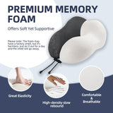Travel Pillow with Extra Large Hood for Airplane Long Flights Privacy and Comfort Memory Foam with Skin - Friendly Cover for Road Trip Head&Neck Support for Plane Office Cars Sleeping & Rest (Grey)