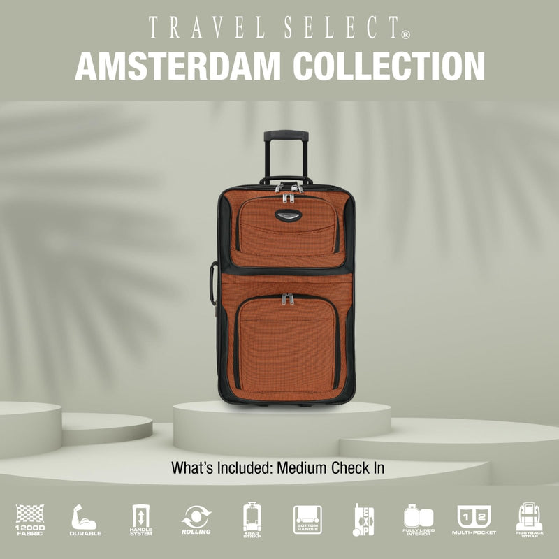 Travel Select Amsterdam Softside Expandable Luggage with Rolling Wheels, Gray, 25 - Inch Medium
