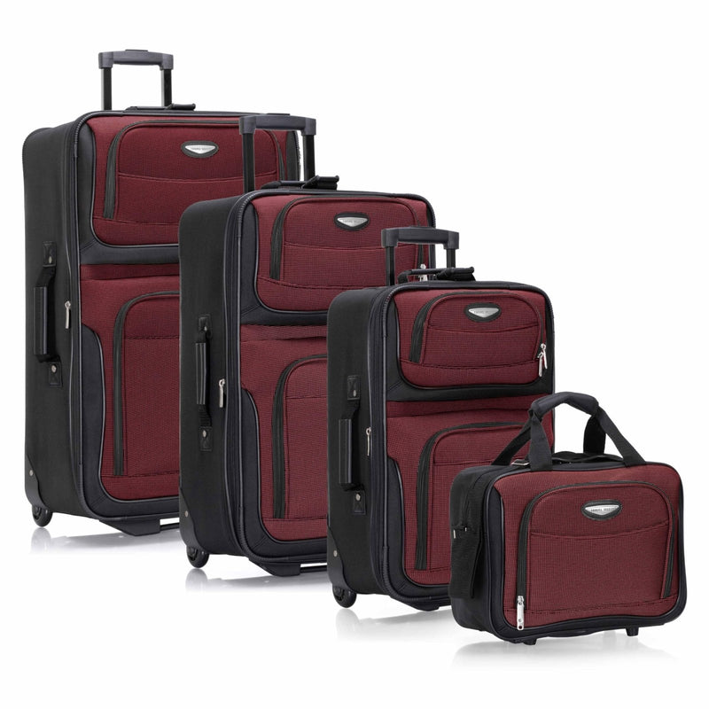Travel Select Amsterdam Softside Expandable Luggage with Rolling Wheels, Red, 4 - Piece Set (15/21/25/29)