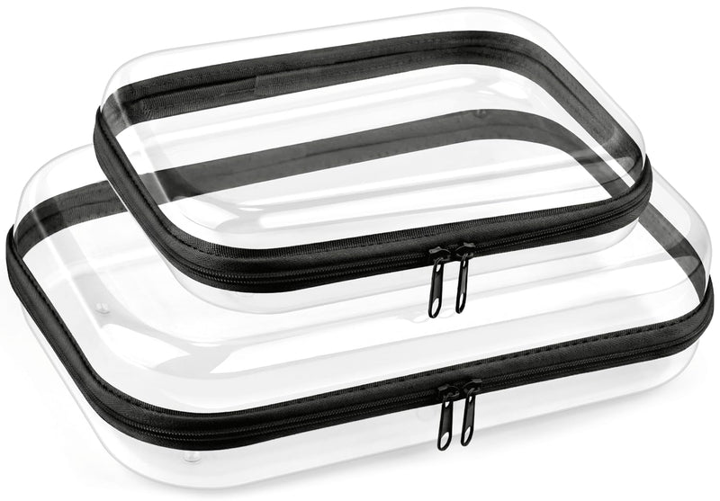 Travel Toiletry Bag for Men,Clear Hard Shell Zipper Case,2pcs Large Capacity Portable Toiletry Organizer Dopp Kit Water - Resistant Shaving Bag For Toiletries Accessories,Makeup Cosmetic Bag For Women