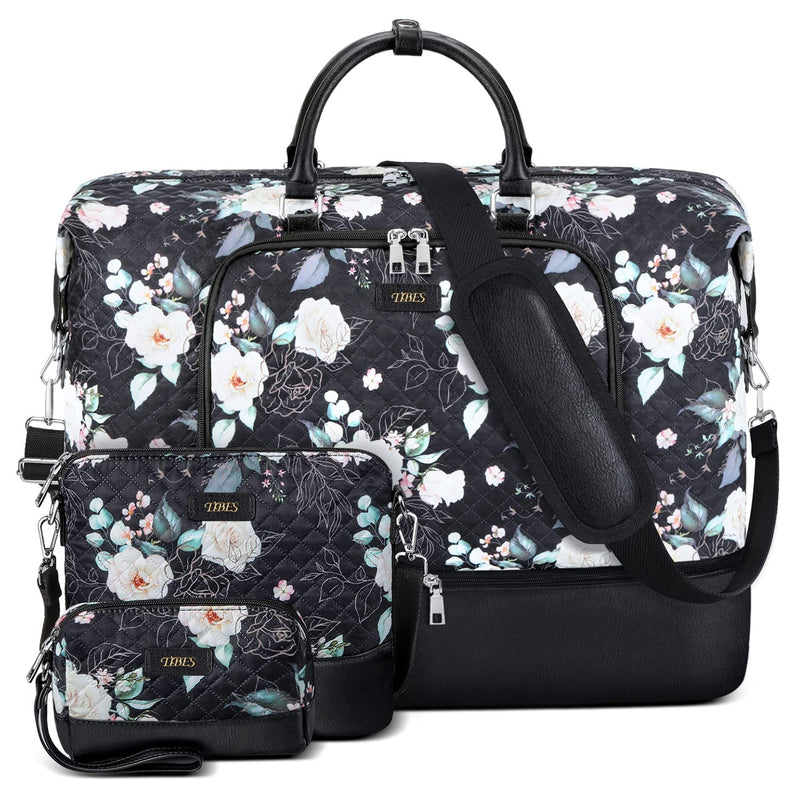 Travel Weekender Bag for Women, 21" Overnight Bag with Shoe Compartment 50L Large Travel Duffel Bag Carry On Tote for Weekend, Overnight, Business Trips, Water Resistant
