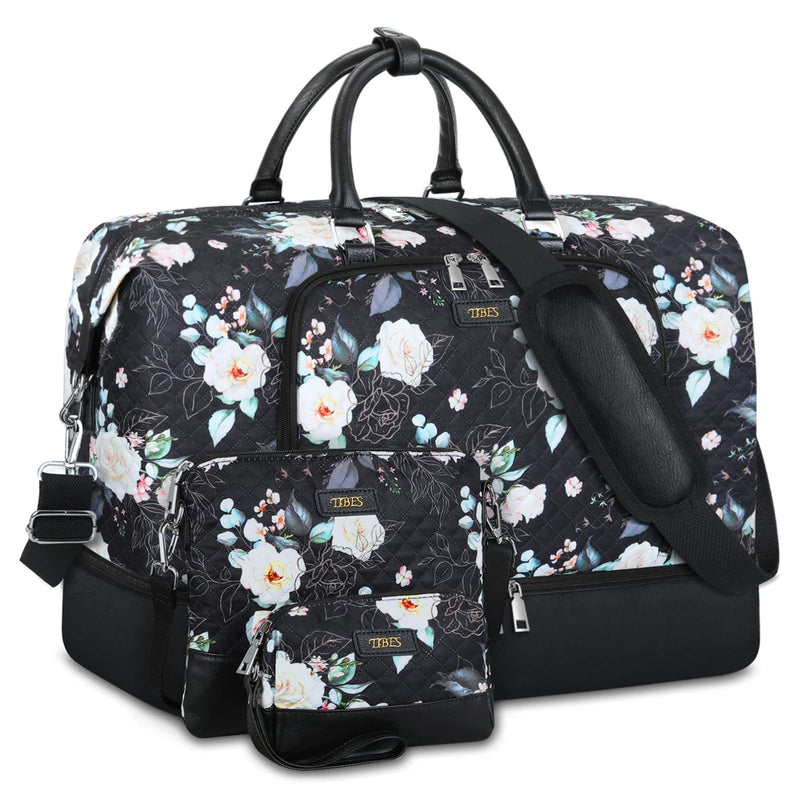 Travel Weekender Bag for Women, 21" Overnight Bag with Shoe Compartment 50L Large Travel Duffel Bag Carry On Tote for Weekend, Overnight, Business Trips, Water Resistant