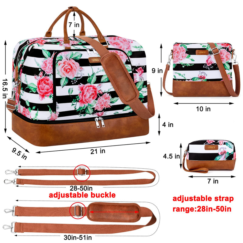 Travel Weekender Bag for Women, Overnight Bag with Shoe Compartment Oversized Travel Duffel Bag Carry On Tote 21"