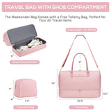 Travel Weekender Bags for Women - Duffle Bag Women with Shoe Compartment Carry On Overnight Bag with Toiletry Bag Duffel Bags with Wet Pocket for Gym Hospital Bags for Labor and Delivery Pink