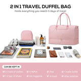 Travel Weekender Bags for Women - Duffle Bag Women with Shoe Compartment Carry On Overnight Bag with Toiletry Bag Duffel Bags with Wet Pocket for Gym Hospital Bags for Labor and Delivery Pink
