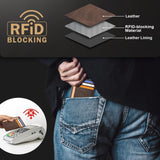 Travelambo Slim Wallet Front Pocket Minimalist Leather RFID Blocking Medium Size