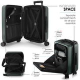 TRAVELARIM 20 Inch Carry On Luggage 22x14x9 Airline Approved, Carry On Suitcase with Wheels, Hard - shell Carry - on Luggage, Durable Luggage Carry - On, Green Small Suitcase with Cosmetic Case