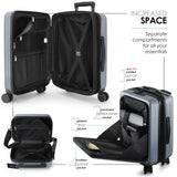 TRAVELARIM 20 Inch Carry On Luggage 22x14x9 Airline Approved, Carry On Suitcase with Wheels, Hard - shell Carry - on Luggage, Durable Luggage Carry - On, Grey Small Suitcase with Cosmetic Case