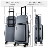 TRAVELARIM 20 Inch Carry On Luggage 22x14x9 Airline Approved, Carry On Suitcase with Wheels, Hard - shell Carry - on Luggage, Durable Luggage Carry - On, Grey Small Suitcase with Cosmetic Case