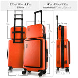TRAVELARIM 20 Inch Carry On Luggage 22x14x9 Airline Approved, Carry On Suitcase with Wheels, Hard - shell Carry - on Luggage, Durable Luggage Carry - On, Orange Small Suitcase with Cosmetic Bag