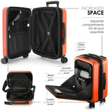 TRAVELARIM 20 Inch Carry On Luggage 22x14x9 Airline Approved, Carry On Suitcase with Wheels, Hard - shell Carry - on Luggage, Durable Luggage Carry - On, Orange Small Suitcase with Cosmetic Bag