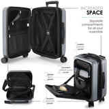 TravelArim 22 Inch Carry On Luggage, Carry On Suitcase with Wheels, Hardside Luggage Carry - On, Expandable Grey Small Suitcase, Hard Shell Carry - on Luggage, Spinner Luggage with Cosmetic Bag