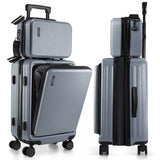 TravelArim 22 Inch Carry On Luggage, Carry On Suitcase with Wheels, Hardside Luggage Carry - On, Expandable Grey Small Suitcase, Hard Shell Carry - on Luggage, Spinner Luggage with Cosmetic Bag
