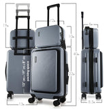TravelArim 22 Inch Carry On Luggage, Carry On Suitcase with Wheels, Hardside Luggage Carry - On, Expandable Grey Small Suitcase, Hard Shell Carry - on Luggage, Spinner Luggage with Cosmetic Bag