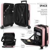 TravelArim 22 Inch Carry On Luggage, Carry On Suitcase with Wheels, Hardside Luggage Carry - On, Expandable Pink Small Suitcase, Hard Shell Carry - on Luggage, Spinner Luggage with Cosmetic Bag
