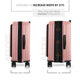 TravelArim 22 Inch Carry On Luggage, Carry On Suitcase with Wheels, Hardside Luggage Carry - On, Expandable Pink Small Suitcase, Hard Shell Carry - on Luggage, Spinner Luggage with Cosmetic Bag