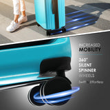TRAVELARIM Hard Shell Luggage Sets with Spinner Wheels 4 Piece, Expandable Large Suitcases with TSA Lock, Travel Large Suitcase Set, Teal Luggage Set