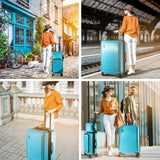 TRAVELARIM Hard Shell Luggage Sets with Spinner Wheels 4 Piece, Expandable Large Suitcases with TSA Lock, Travel Large Suitcase Set, Teal Luggage Set