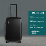 TRAVELARIM Luggage Sets 3 Piece, 20 Inch Carry on Luggage and 24 Inch Suitcases with Wheels Spinner, Durable Hard Shell Suitcase Set, Expandable Travel Suitcase, Black