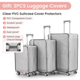 TRAVELEO 3 Piece Luggage Set 100% PC Hardshell, Front Opening Expandable Suitcase (20/24/28) with Laptop Compartment & Free Custom PVC Covers, Trunk Style Lightweight Spinner Wheels TSA Lock (Pink)