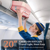 TRAVELEO 4 Piece Carry On Luggage Set 20 Inch, Expandable PP Hardshell Suitcase with Detachable Spinner Wheels & TSA Lock, Includes Cosmetic Case, Travel Tote & Toiletry Bag, Lightweight (Pink)