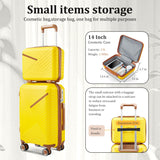 TRAVELEO 4 Piece Expandable Hardshell Pink Luggage Sets with Spinner Wheels, Lightweight Travel Suitcase Set with TSA Locks, 20 inch Carry On for Women (Yellow, 4 Piece Set)