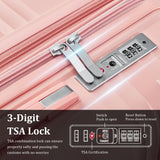 TRAVELEO 4 Piece Luggage Set PP Hardshell, Expandable Suitcase Set (20/24/28) with 14" Cosmetic Case, Lightweight Spinner Wheels with TSA Lock, Detachable Wheels for Nesting Storage (Pink)