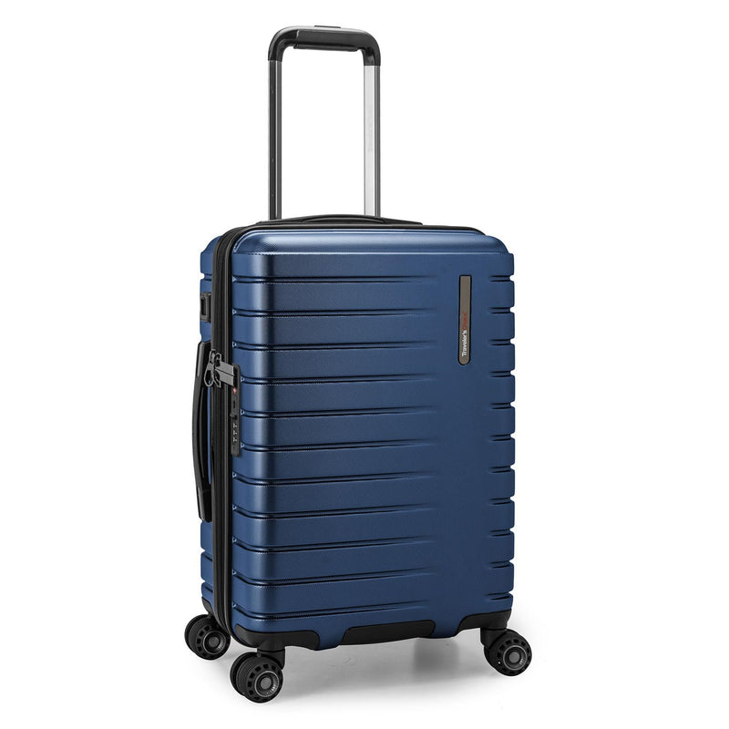 Traveler's Choice Archer Polycarbonate Hardside Spinner Luggage Set, Blue, Carry - On 21 - Inch, Tie Down Straps