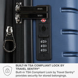 Traveler's Choice Archer Polycarbonate Hardside Spinner Luggage Set, Blue, Carry - On 21 - Inch, Tie Down Straps