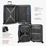 Traveler's Choice Archer Polycarbonate Hardside Spinner Luggage Set, Blue, Carry - On 21 - Inch, Tie Down Straps