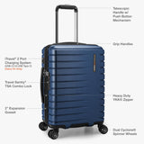 Traveler's Choice Archer Polycarbonate Hardside Spinner Luggage Set, Blue, Carry - On 21 - Inch, Tie Down Straps