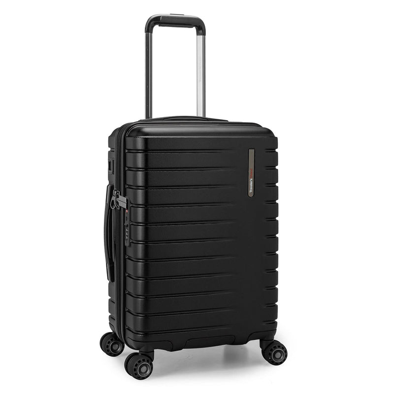 Traveler's Choice Archer Polycarbonate Hardside Spinner Luggage Set, Tie Down Straps, Black, Carry - On 21 - Inch