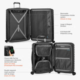 Traveler's Choice Archer Polycarbonate Hardside Spinner Luggage Set, Tie Down Straps, Black, Carry - On 21 - Inch