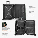 Traveler's Choice Archer Polycarbonate Hardside Spinner Luggage Set, Tie Down Straps, Green, Carry - On 21 - Inch
