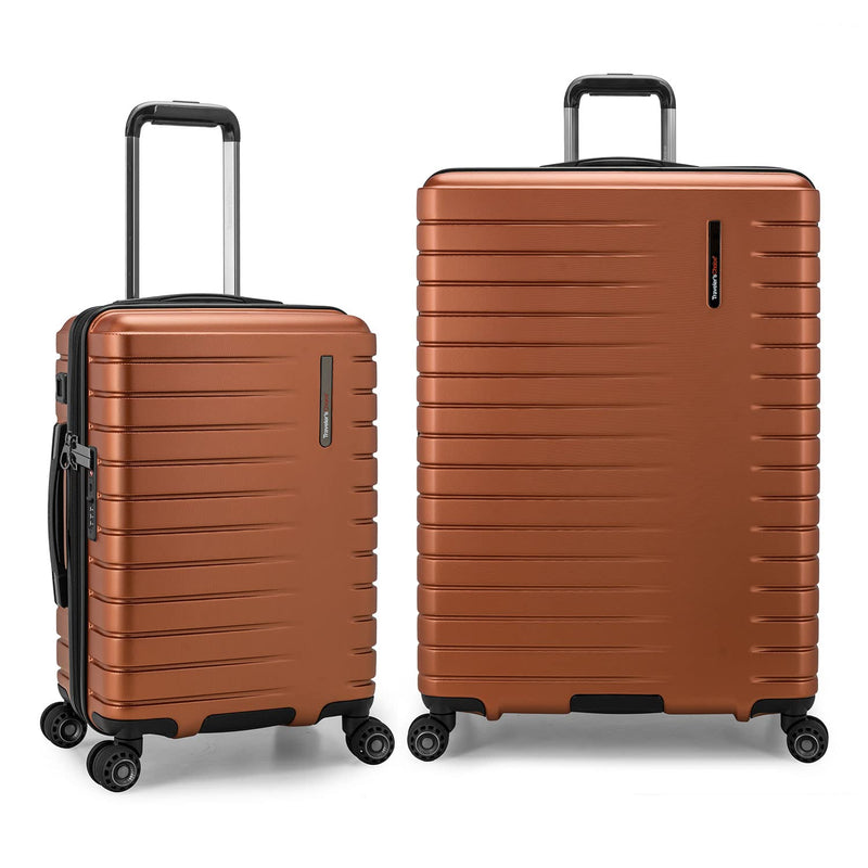Traveler's Choice Archer Polycarbonate Hardside Spinner Luggage Set, Tie Down Straps, Orange, 2 - Piece