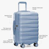 Traveler's Choice Edinburgh II Hardside Spinner Luggage, TSA Lock, Blue, 21" Carry - on