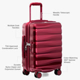 Traveler's Choice Edinburgh II Hardside Spinner Luggage, TSA Lock, Red, 21" Carry - on